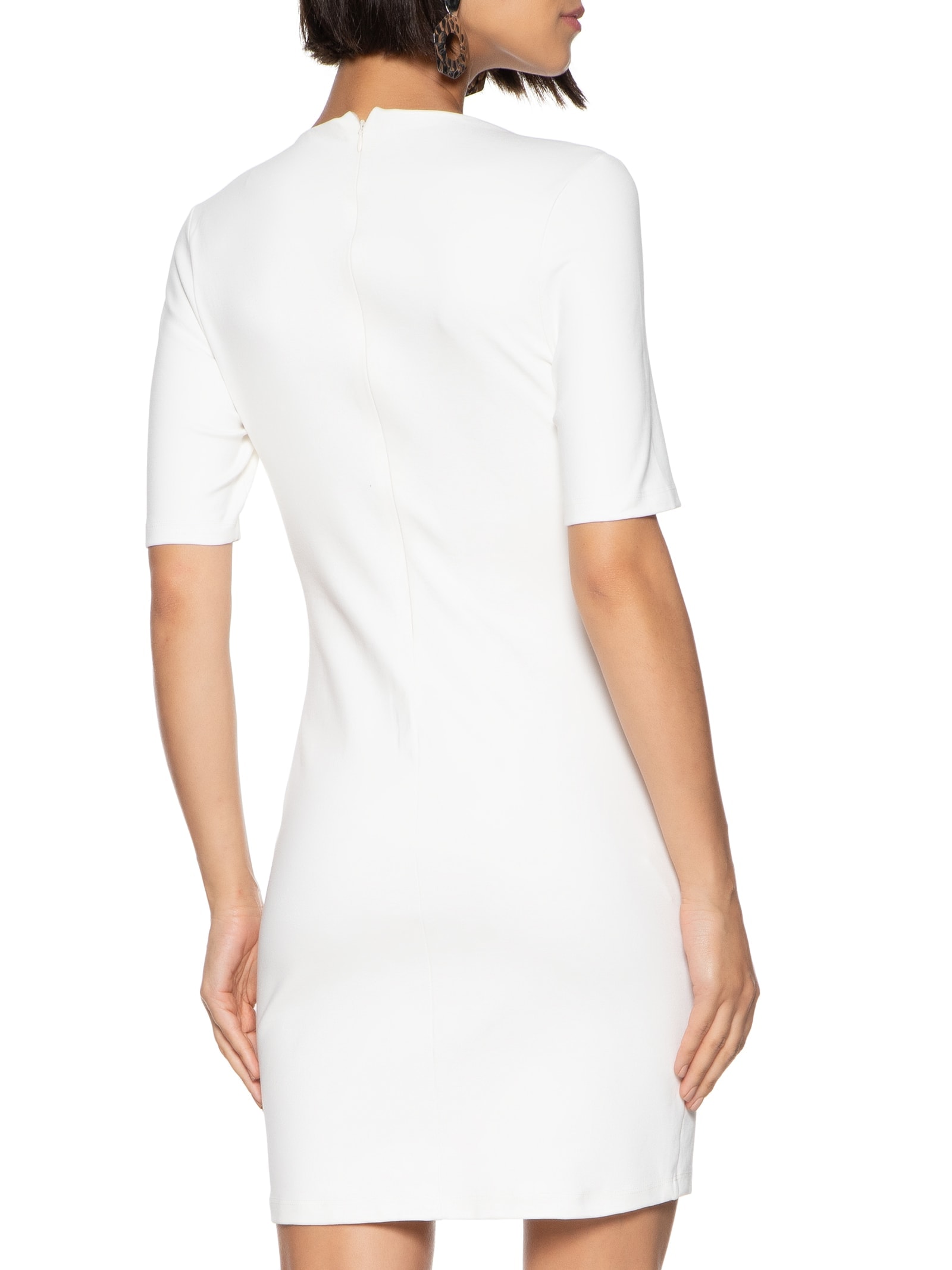 Vestido Curto Manga Curta Branco Lança Perfume