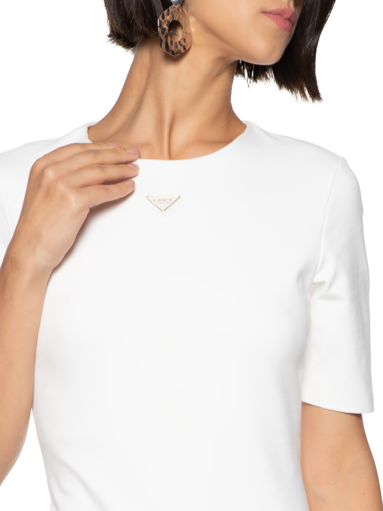 Vestido Curto Manga Curta Branco Lança Perfume