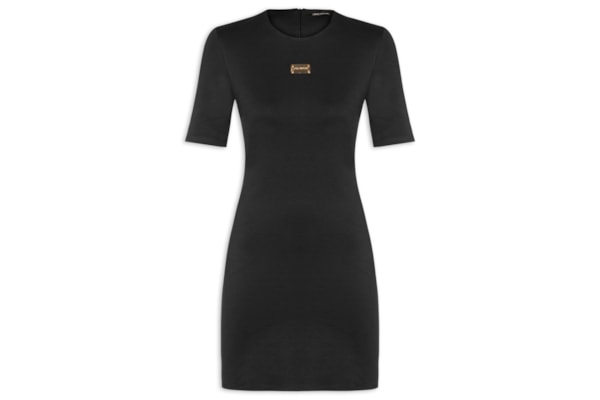 Vestido Curto Manga Curta Malha Pesada - Preto