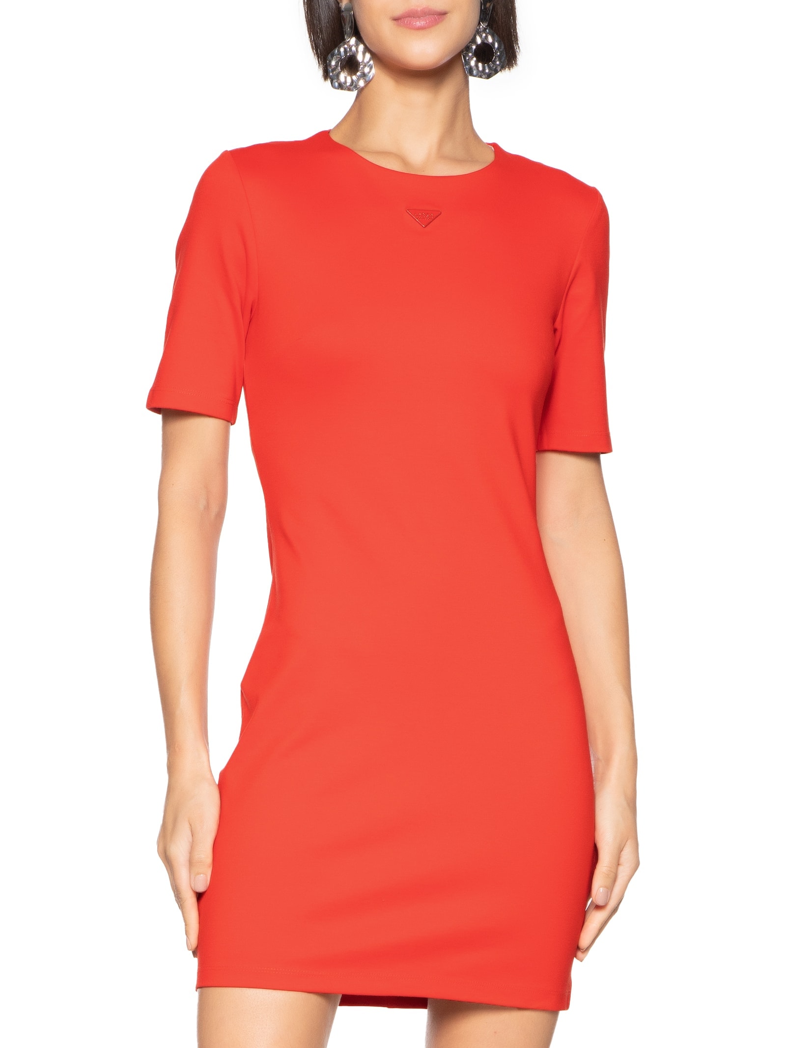 Vestido Curto Manga Curta Vermelho Lança Perfume