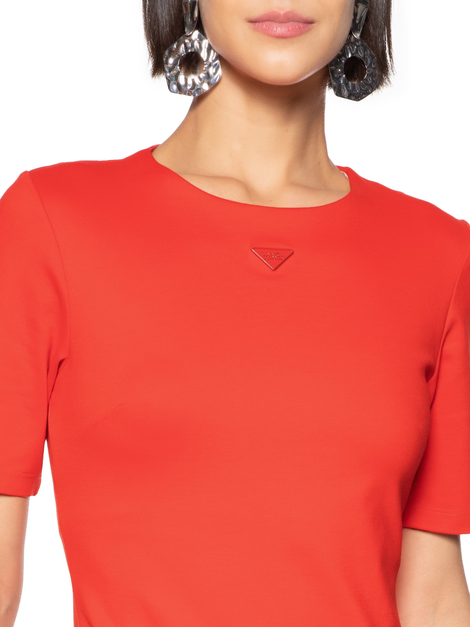 Vestido Curto Manga Curta Vermelho Lança Perfume