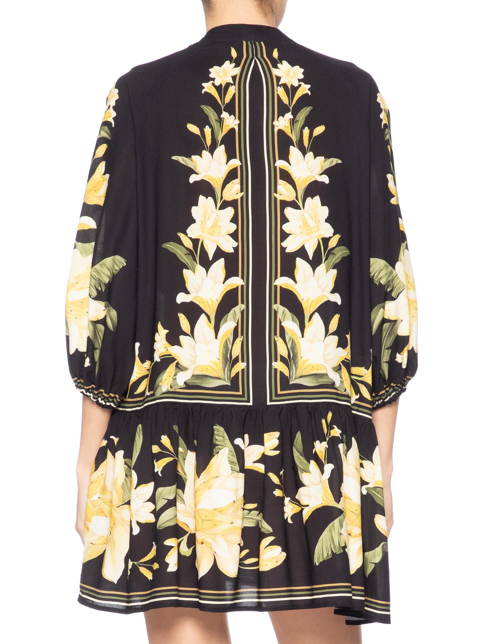 Vestido Curto Manga Flor Nana – Preto Farm