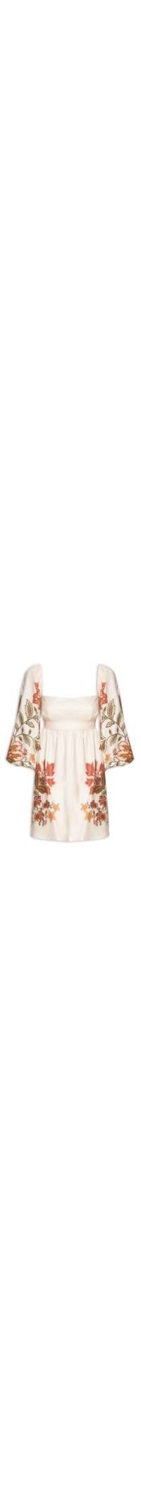 Vestido Curto Manga Floral Juliana - Off White