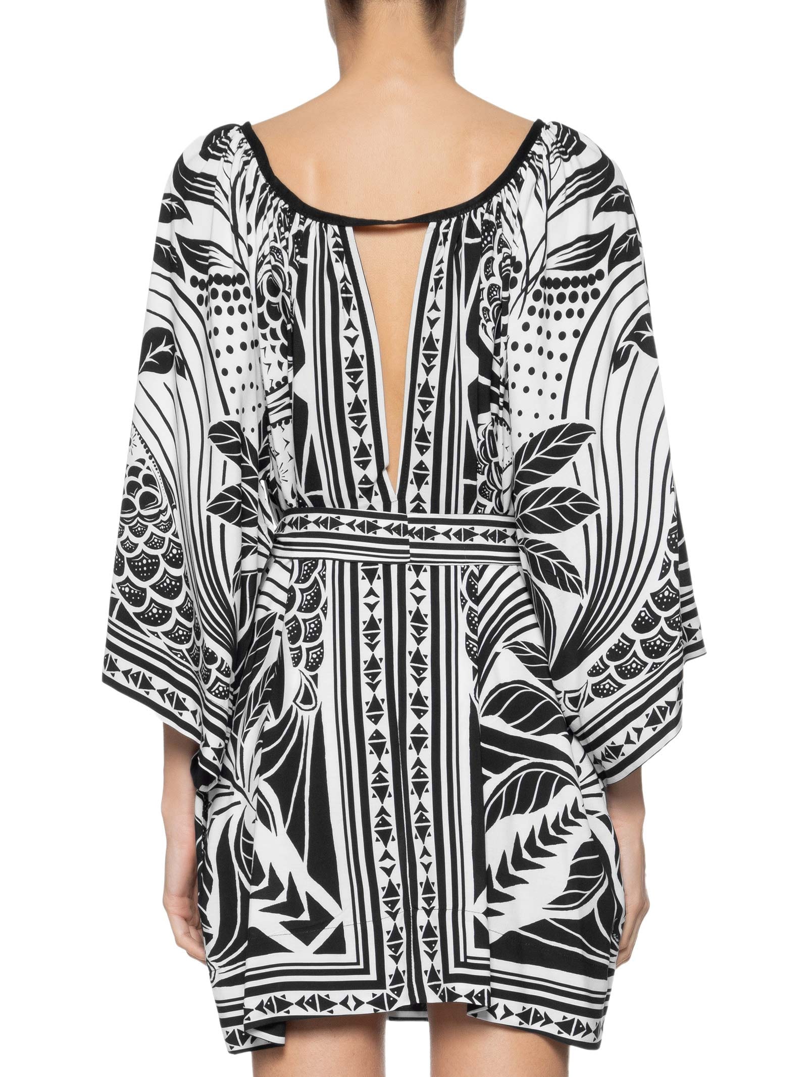 Vestido Curto Manga Foz Preto Farm