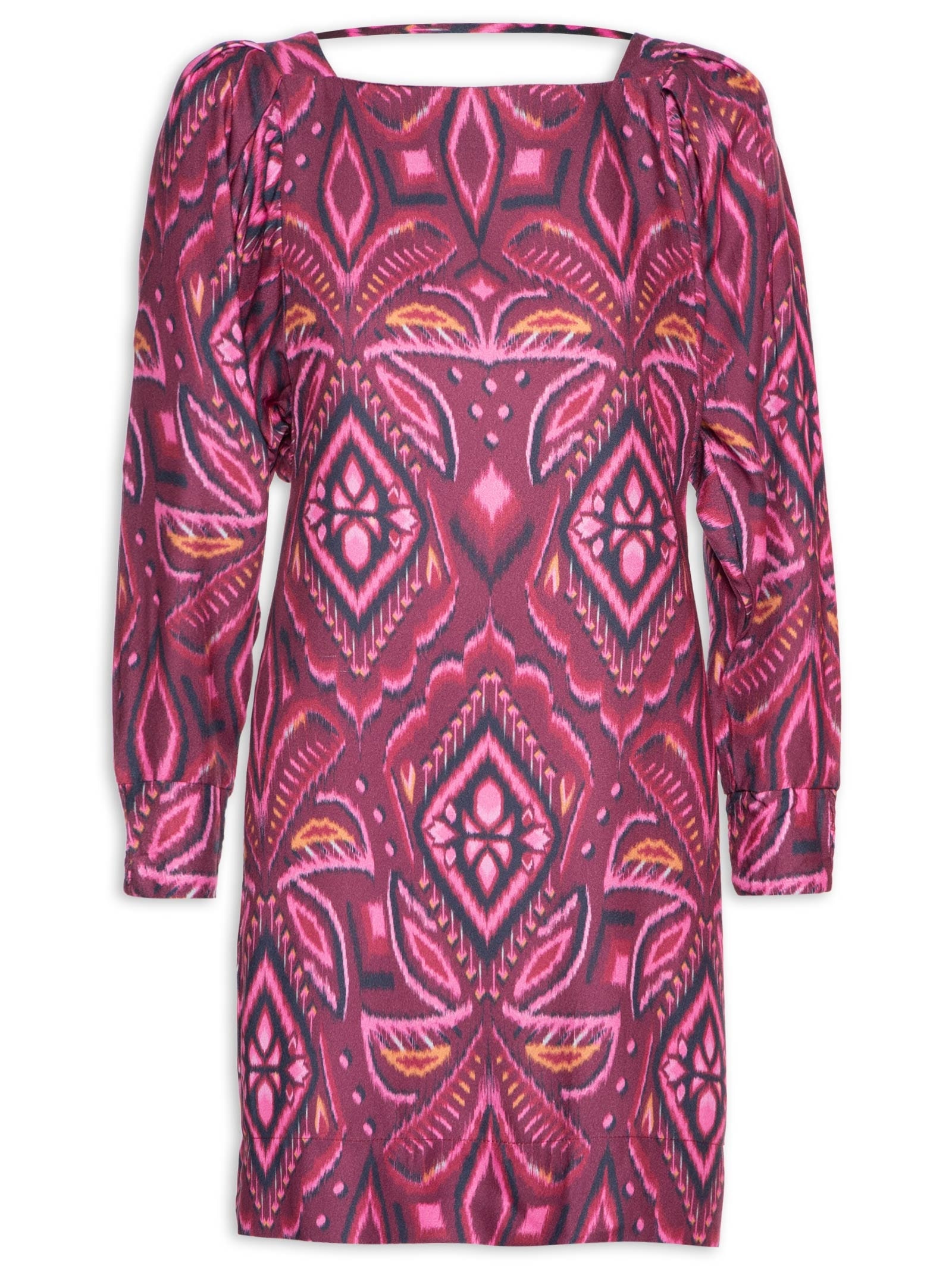 Vestido Curto Manga Longa Alba Roxo Farm