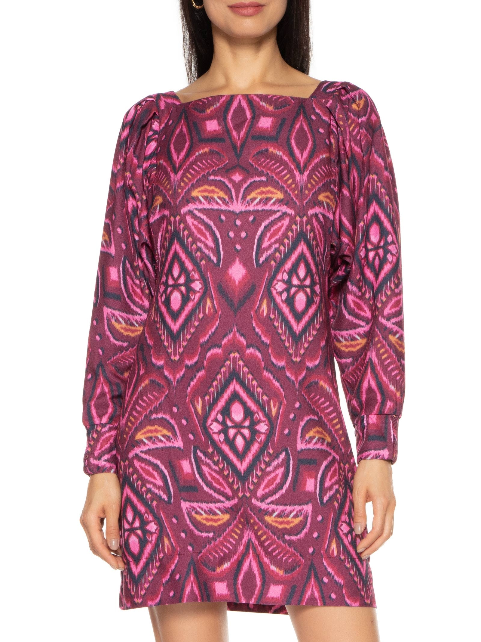 Vestido Curto Manga Longa Alba Roxo Farm
