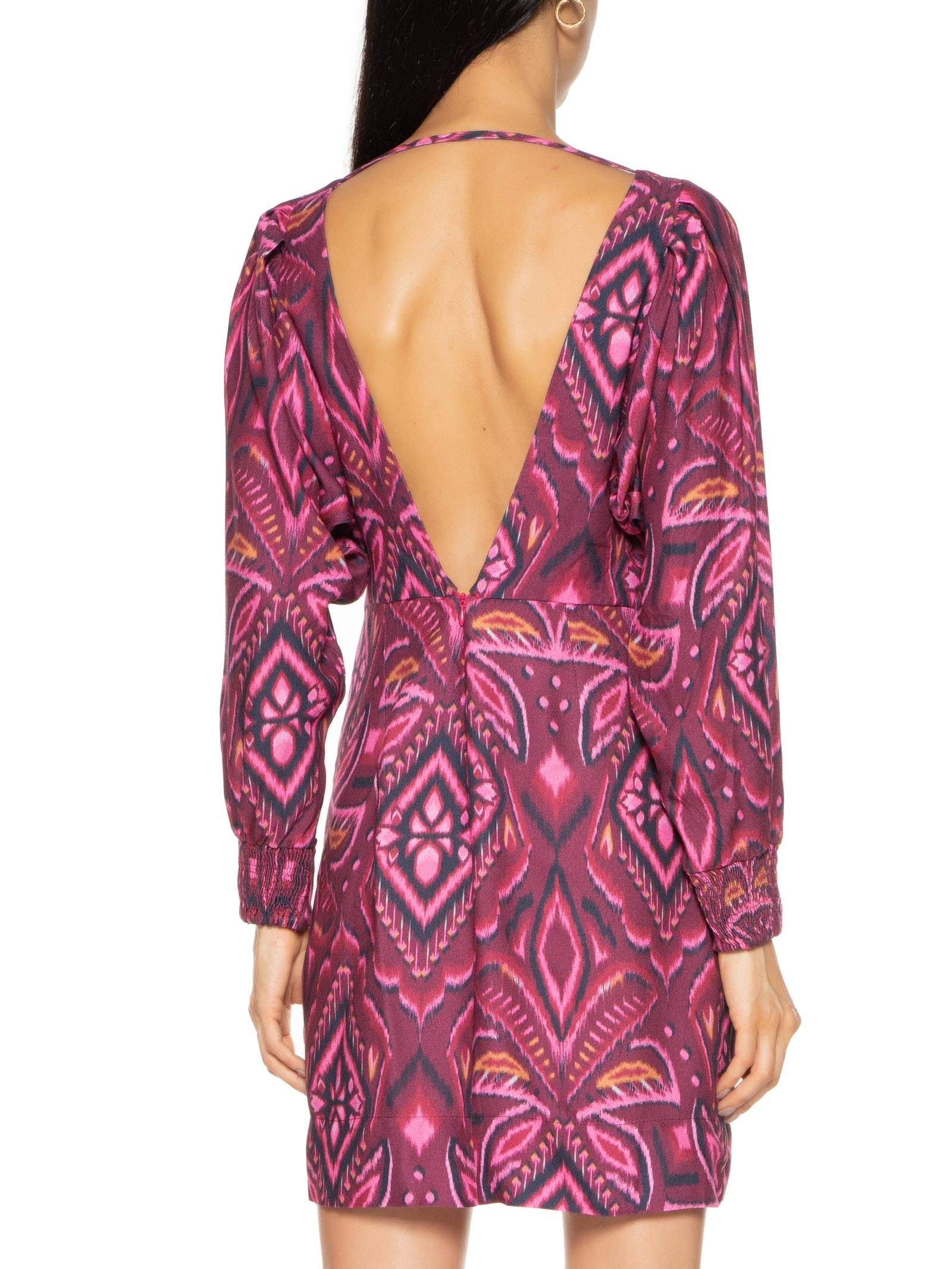Vestido Curto Manga Longa Alba Roxo Farm