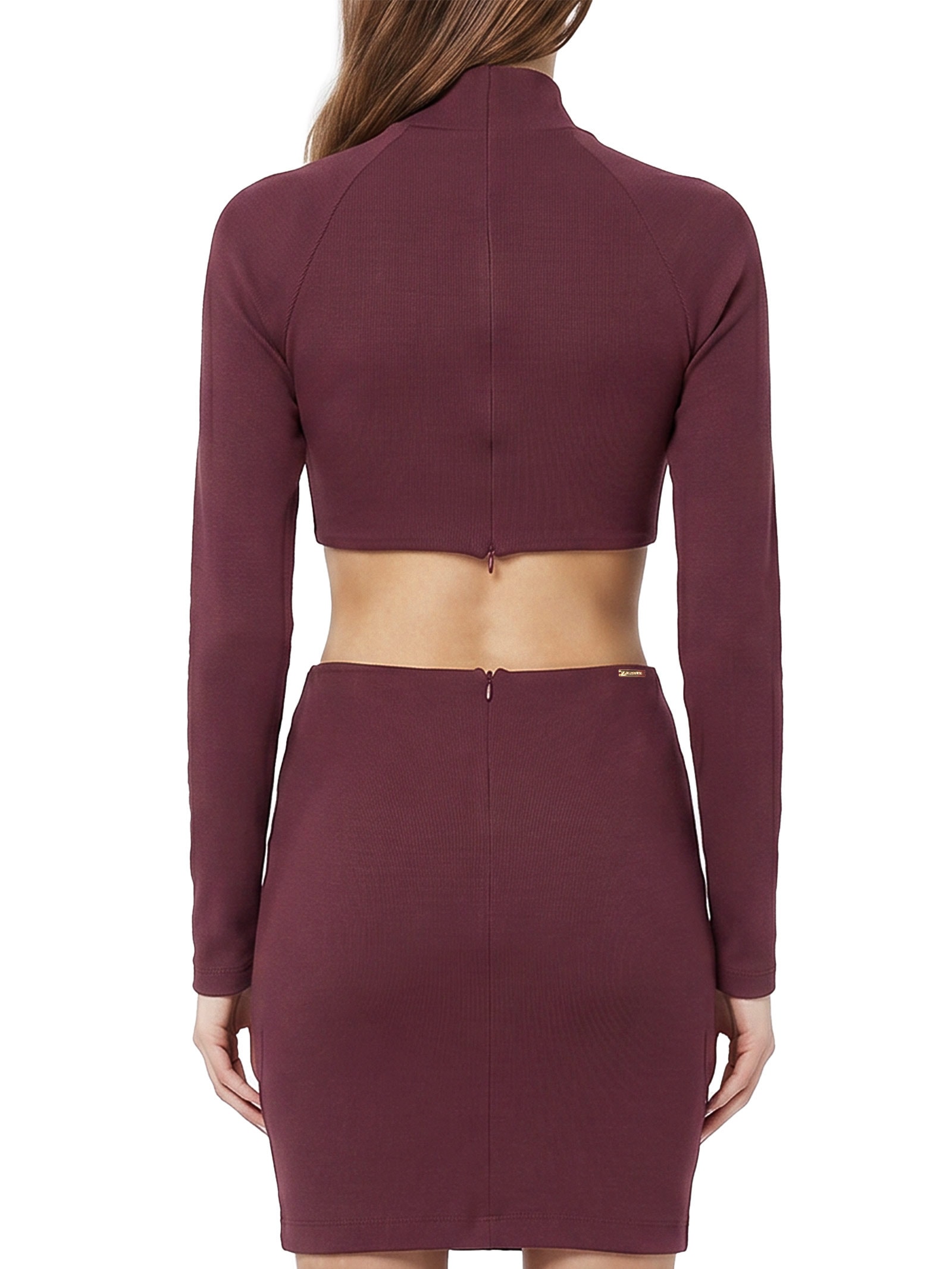 Vestido Curto Manga Longa Com Metal Vermelho Lança Perfume