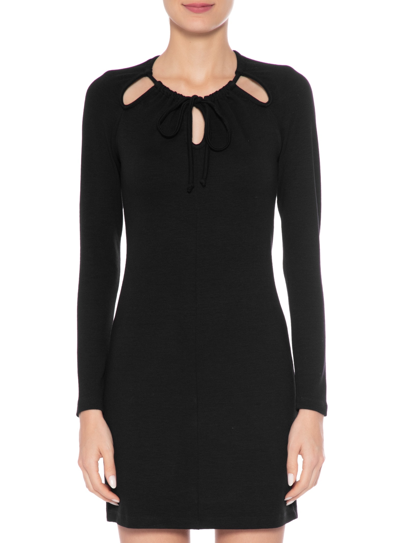 Vestido Curto Manga Longa Em Malha Preto '2Essential