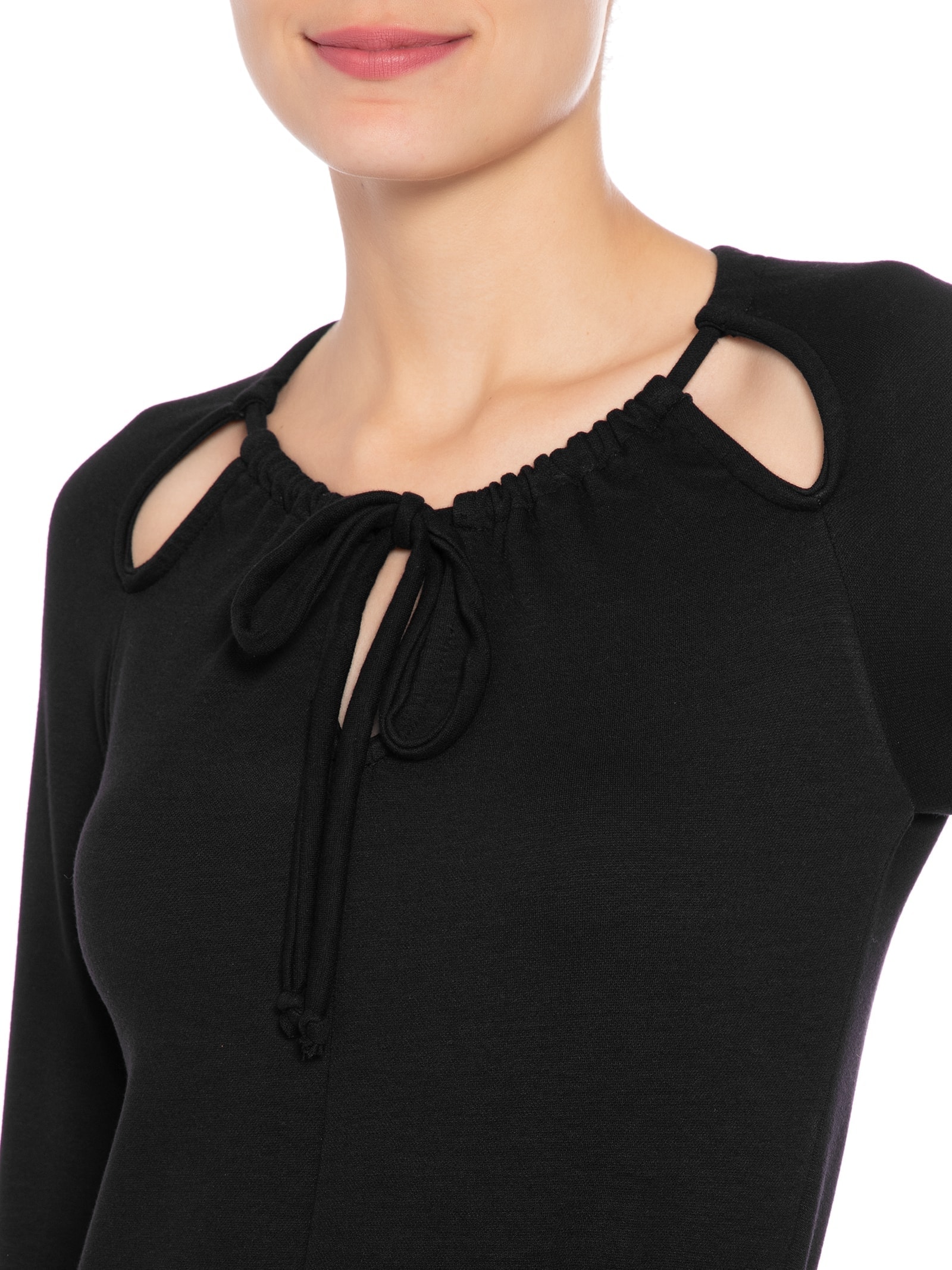 Vestido Curto Manga Longa Em Malha Preto '2Essential