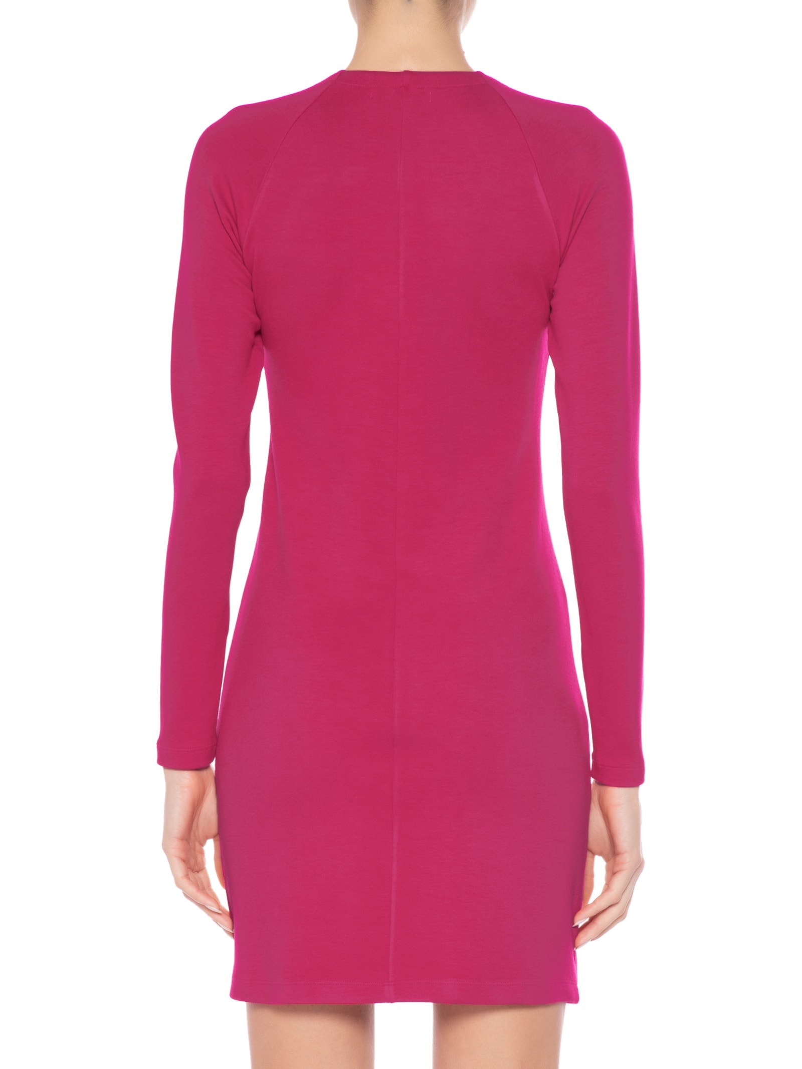 Vestido Curto Manga Longa Em Malha Rosa '2Essential