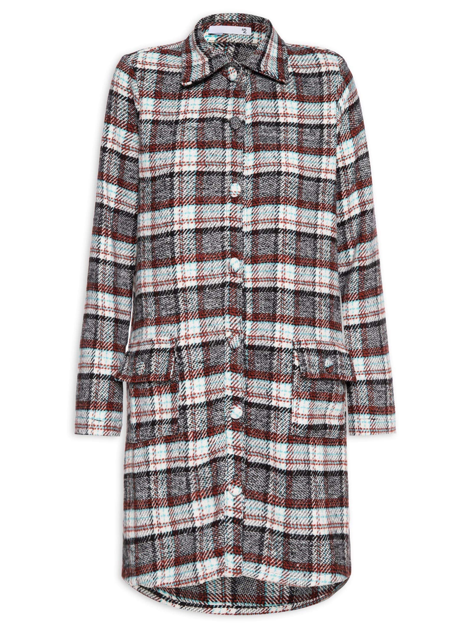 Vestido Curto Manga Longa Em Tweed Verde '2Essential