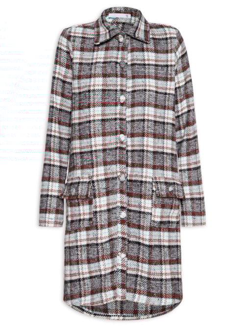 Vestido Curto Manga Longa Em Tweed – Verde