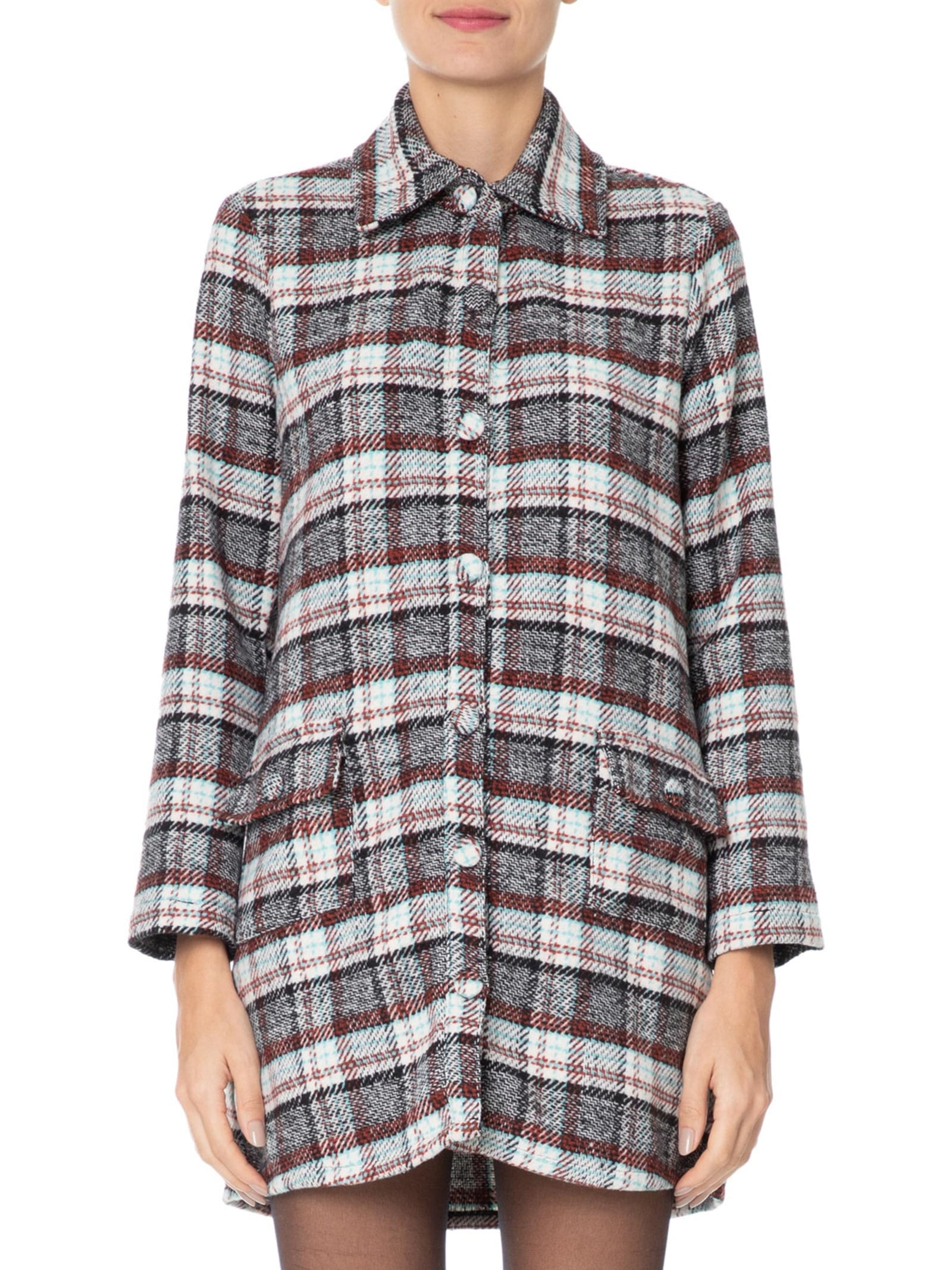 Vestido Curto Manga Longa Em Tweed Verde '2Essential