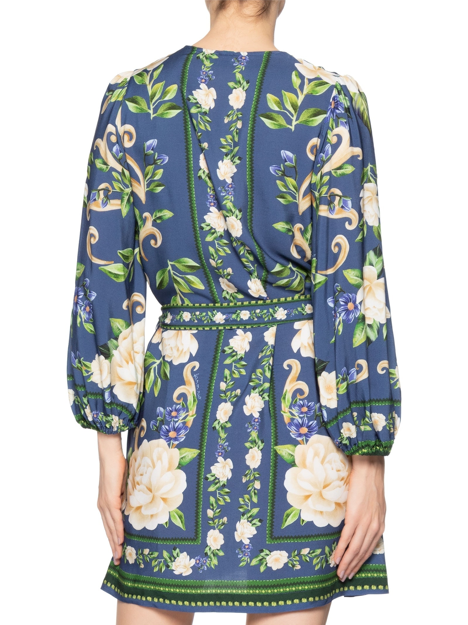 Vestido Curto Manga Longa Flor Celeste – Azul Farm