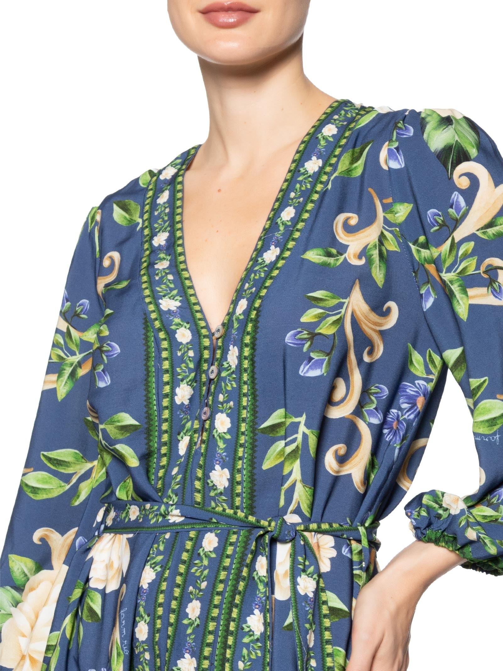 Vestido Curto Manga Longa Flor Celeste – Azul Farm