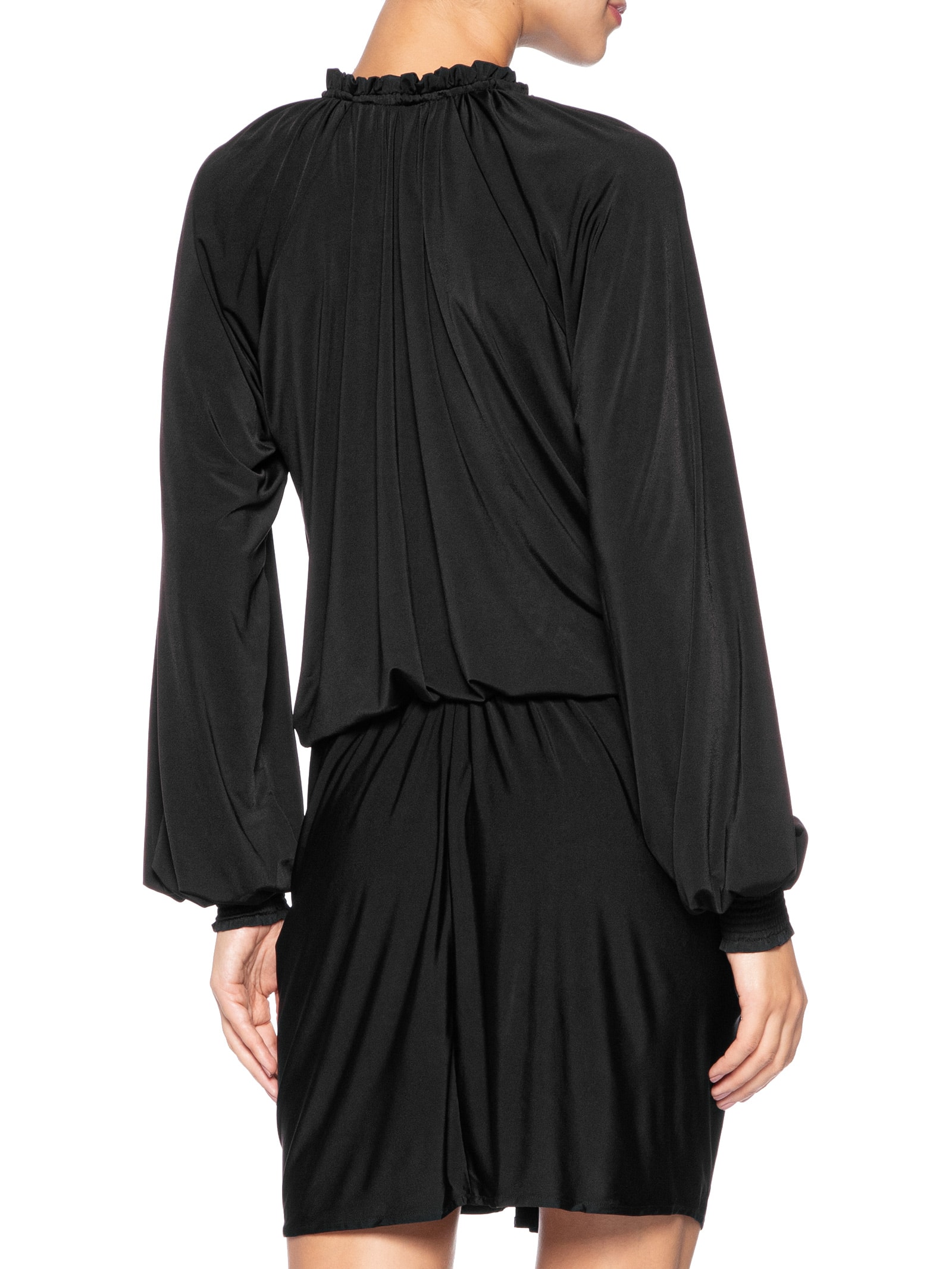 Vestido Curto Manga Longa Jersey Preto Animale