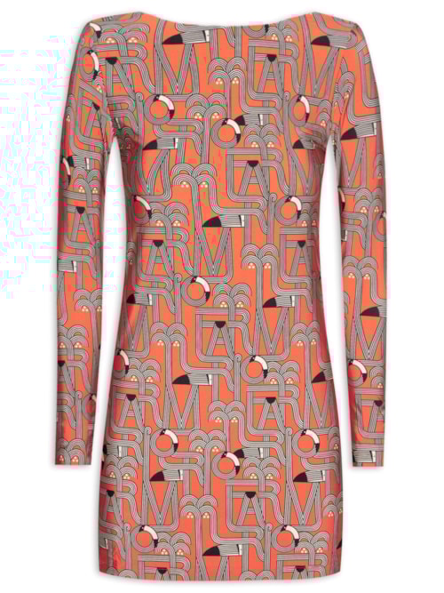 Vestido Curto Manga Longa Logotuca – Vermelho