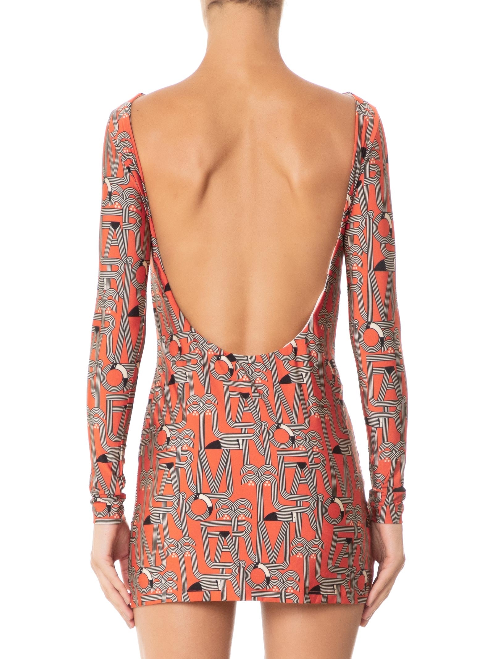 Vestido Curto Manga Longa Logotuca Vermelho Farm Praia