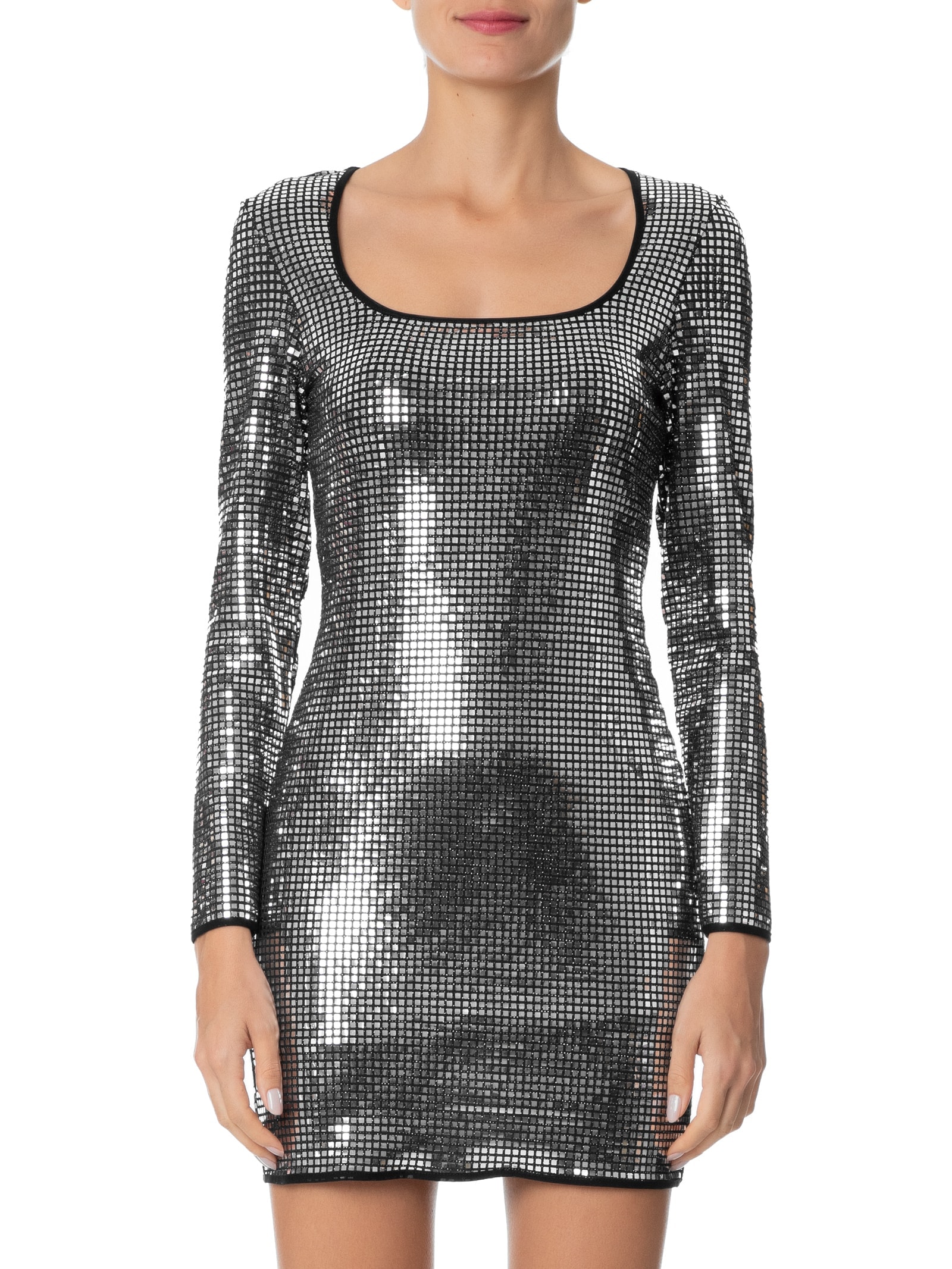 Vestido Curto Manga Longa Shine Prata My Favorite Things