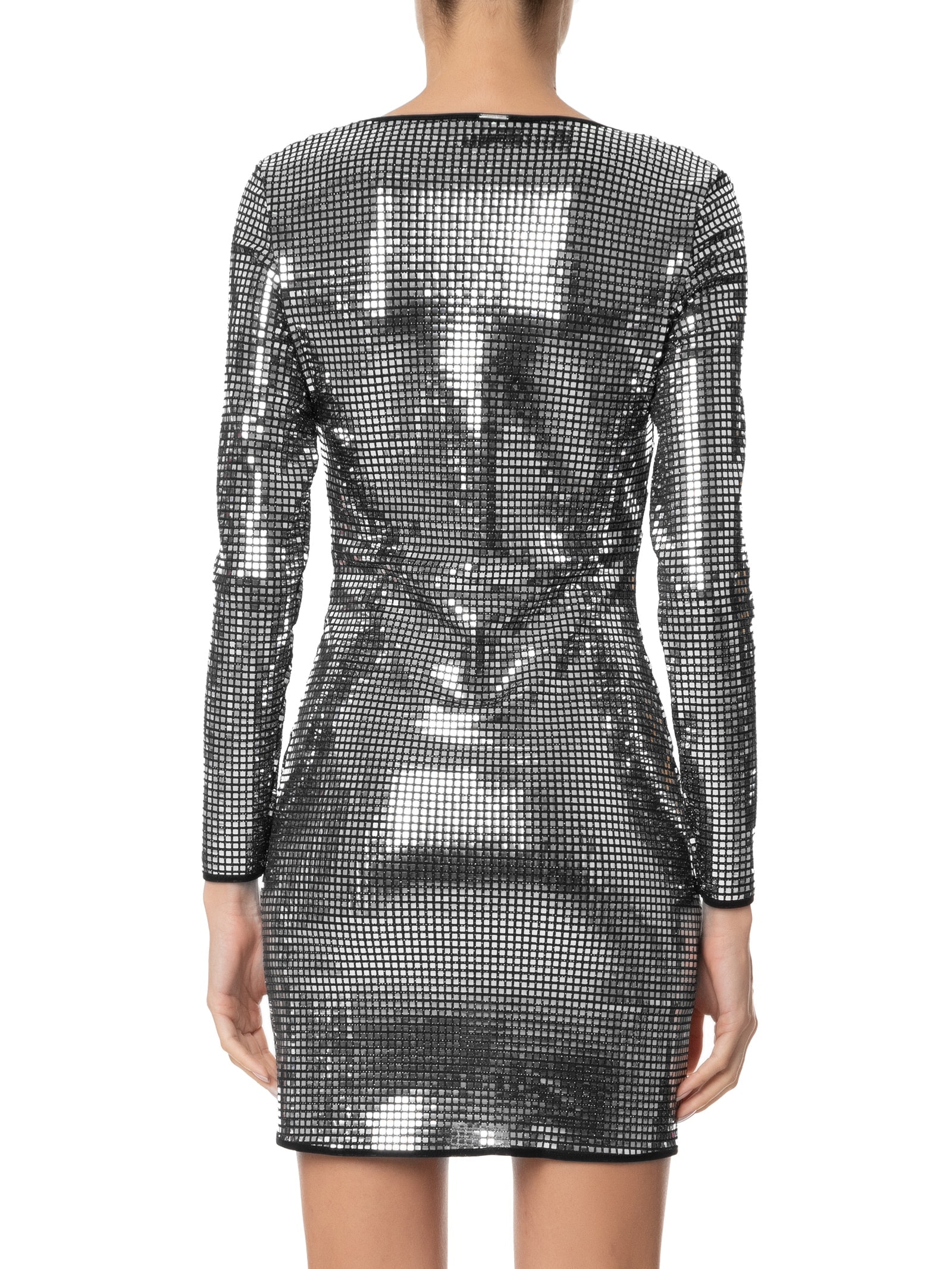 Vestido Curto Manga Longa Shine Prata My Favorite Things