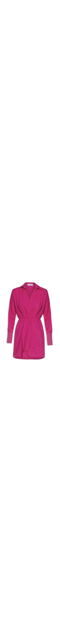 Vestido Curto Manga Longa Tricoline - Rosa