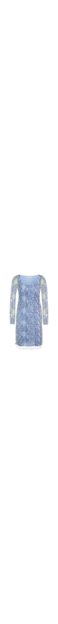 Vestido Curto Manga Longa Tule - Azul