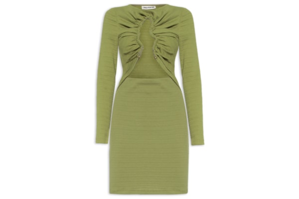 Vestido Curto Manga Longa - Verde