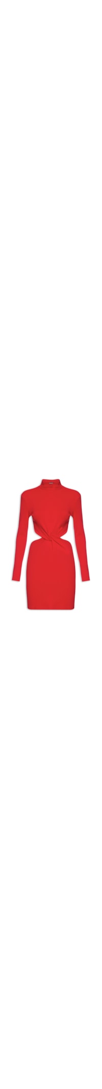 Vestido Curto Manga Longa - Vermelho