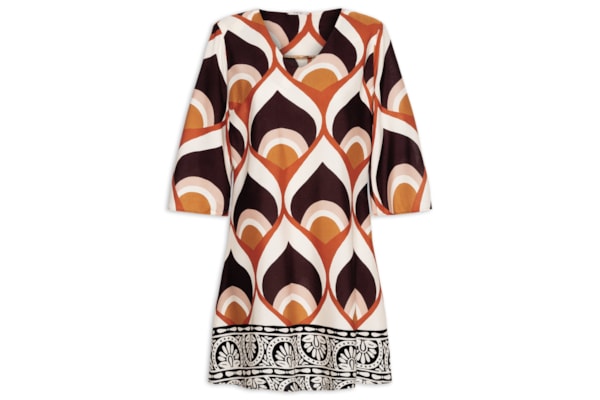 Vestido Curto Manga Sino - Marrom