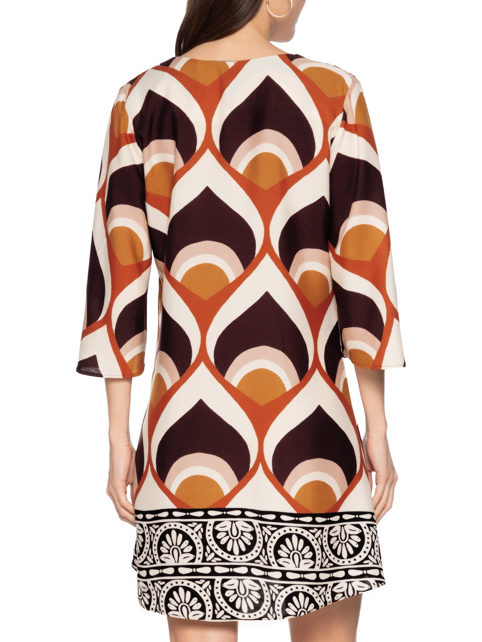 Vestido Curto Manga Sino Marrom Cacay