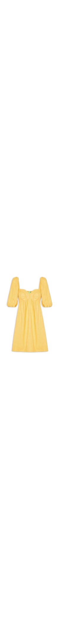Vestido Curto Mangas Bufantes - Amarelo
