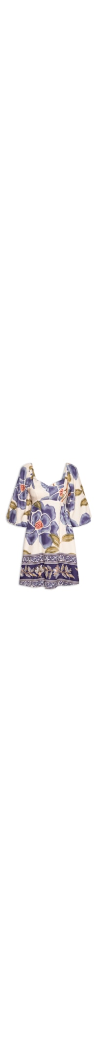 Vestido Curto Mangas Bufantes - Azul