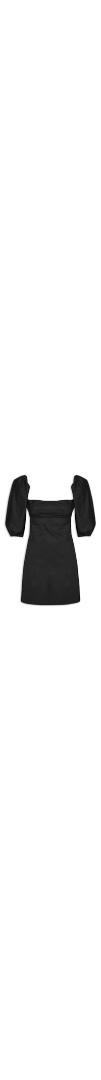 Vestido Curto Mangas Bufantes - Preto
