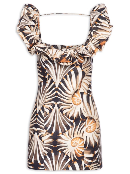 Vestido Curto Mar de Concha – Marrom