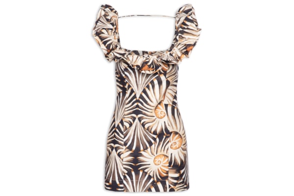 Vestido Curto Mar de Concha - Marrom 