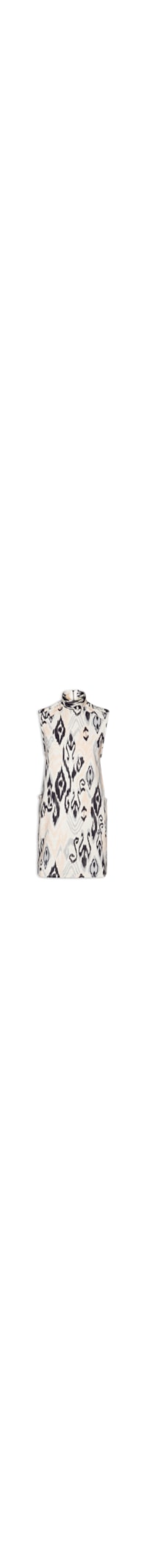 Vestido Curto Moletom Ikat Marfim - Bege