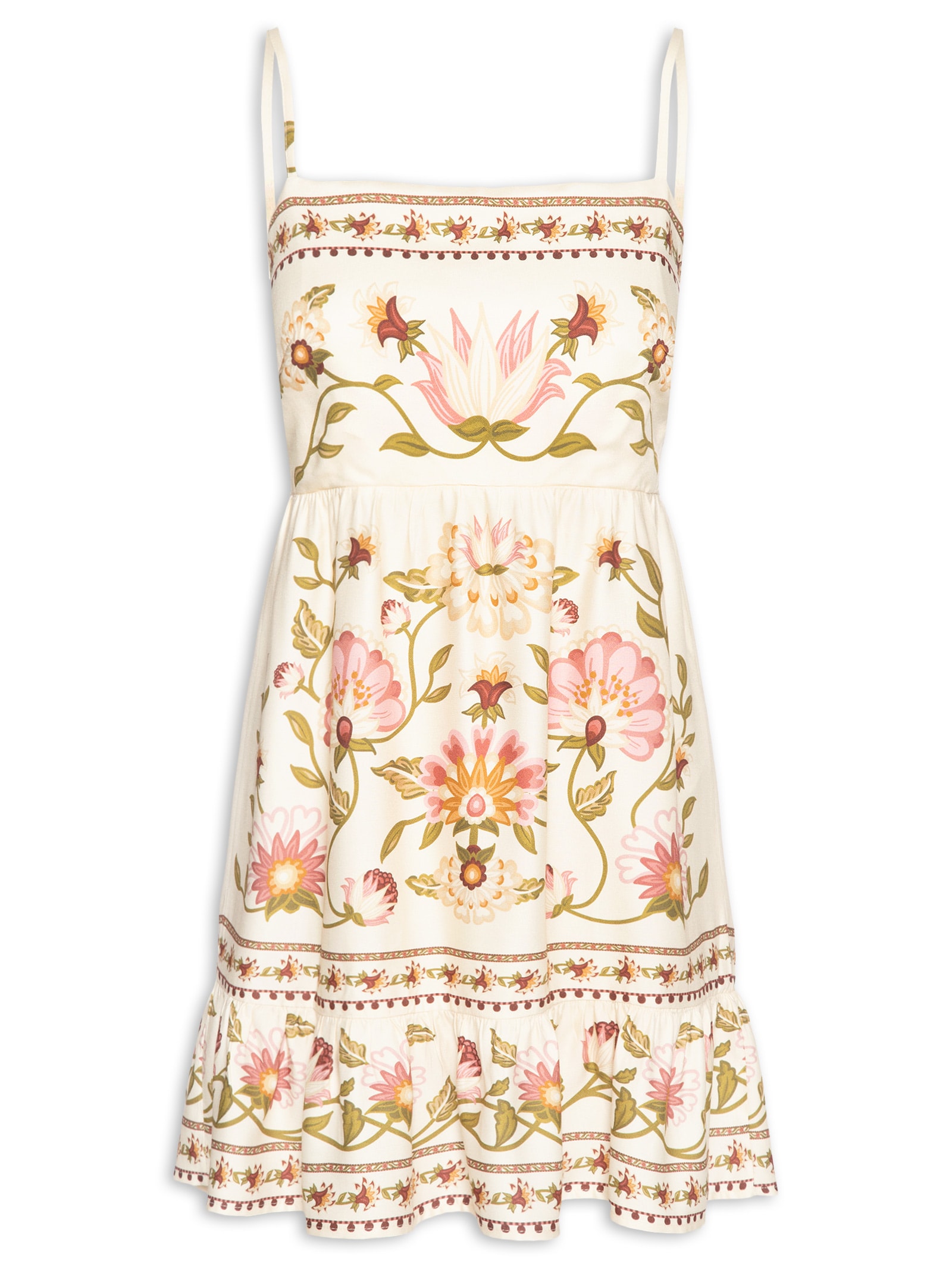 Vestido Curto Natureza Romântica Bege Farm