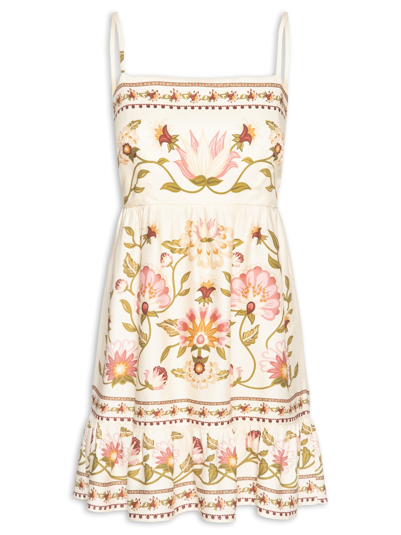 Vestido Curto Natureza Romântica Bege Farm