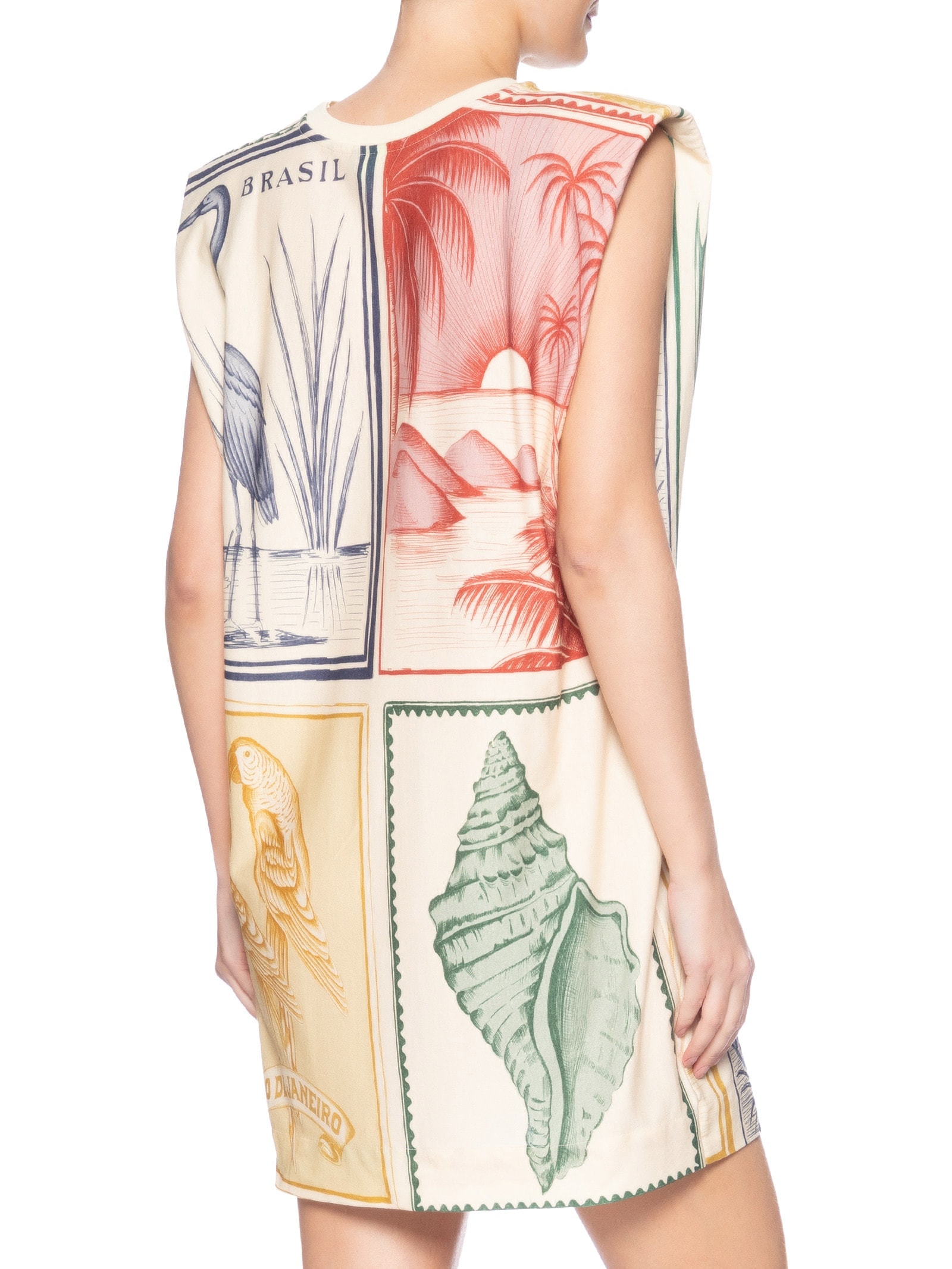  Vestido Curto Ombreira Brasil Vintage Bege Farm