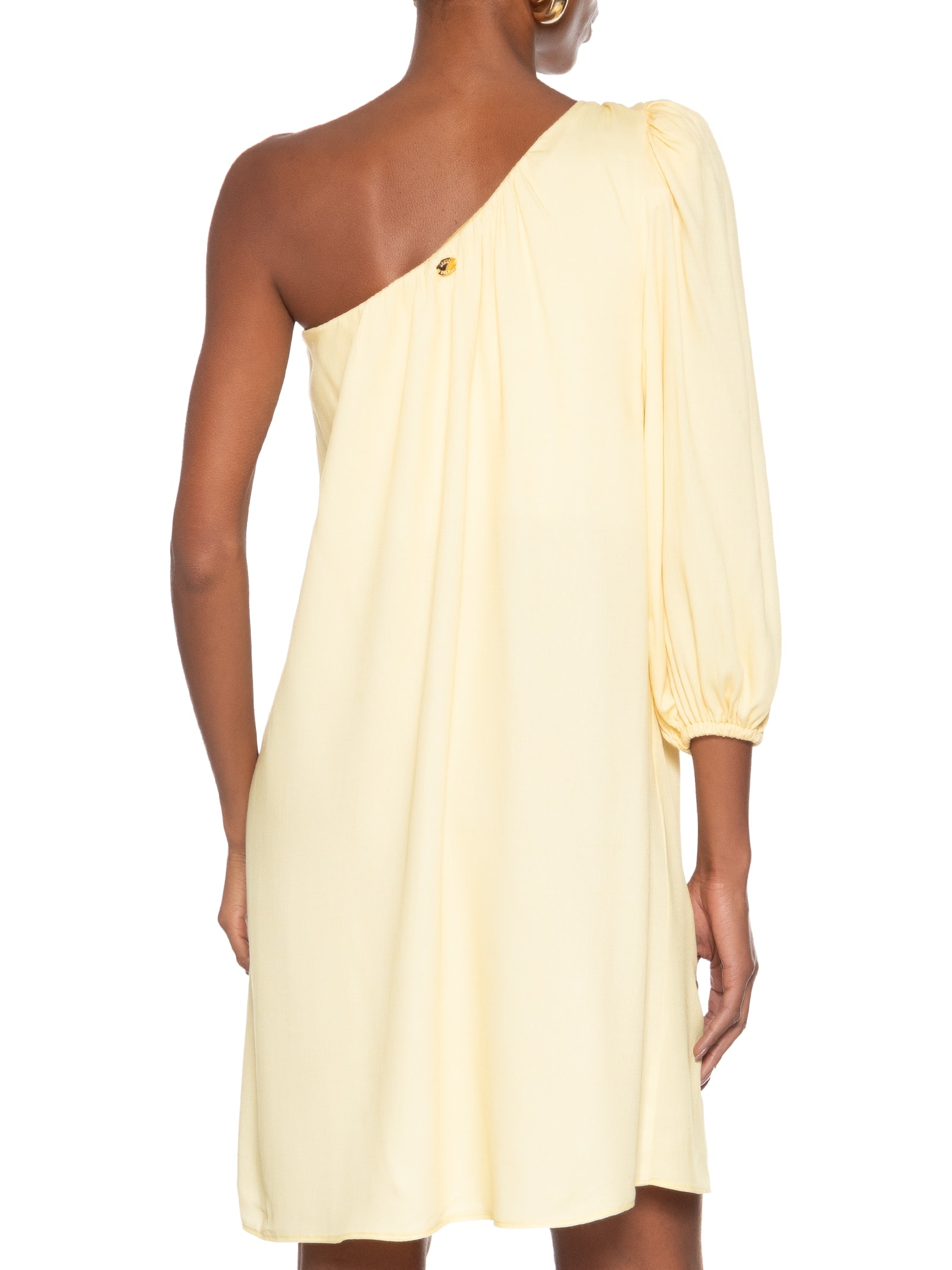 Vestido Curto Ombro Único Amarelo Lança Perfume