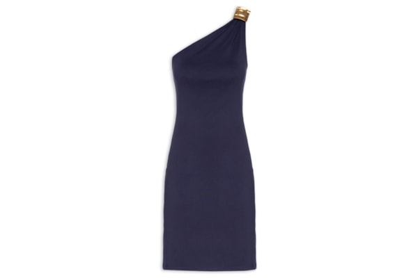 Vestido Curto Ombro Único - Azul