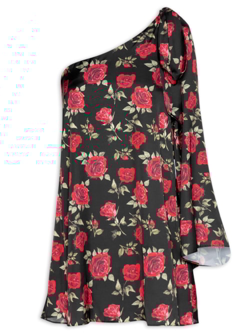 Vestido Curto Ombro Único – Vermelho