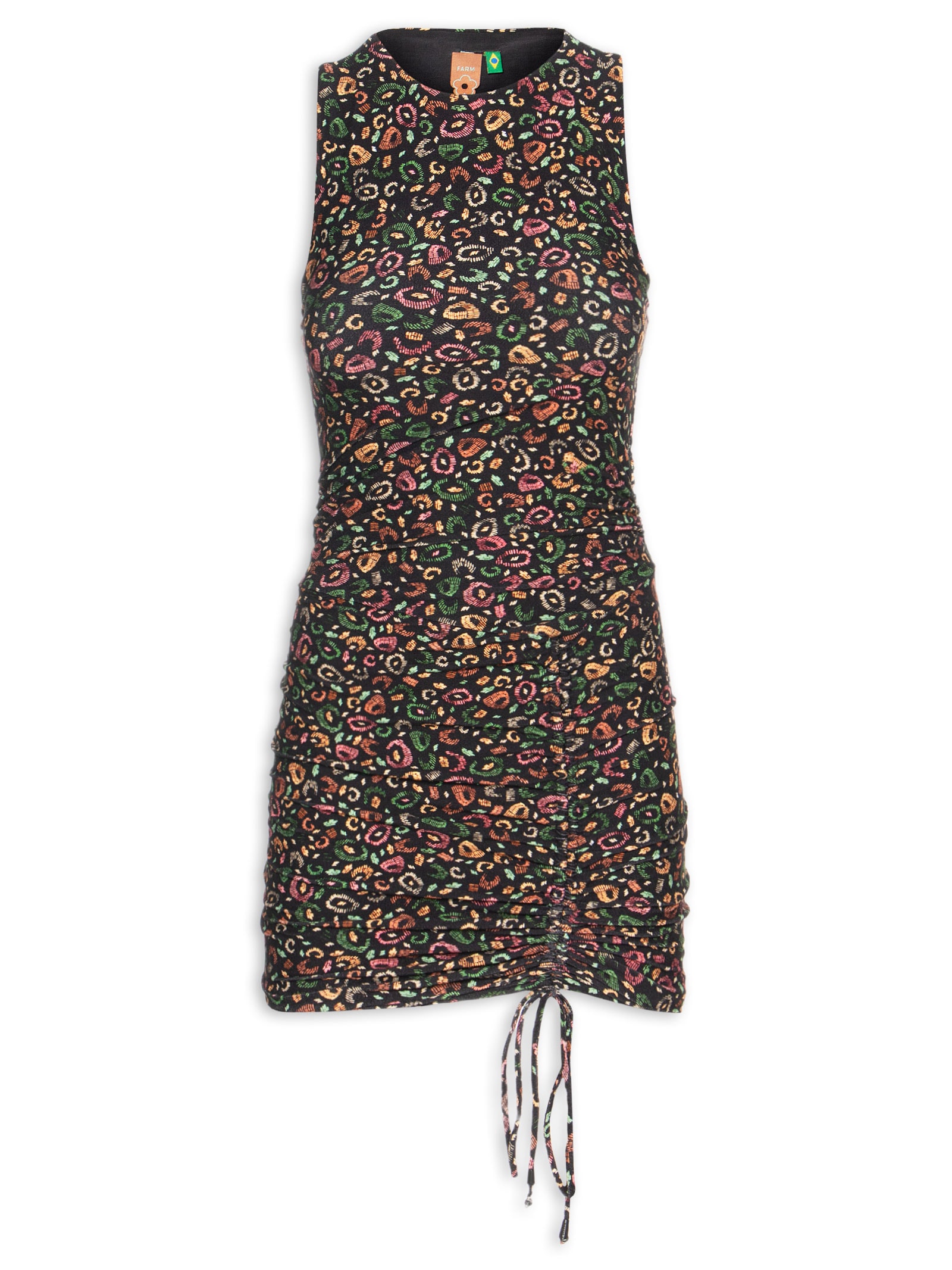 Vestido Curto Onça Borogodó Preto Farm