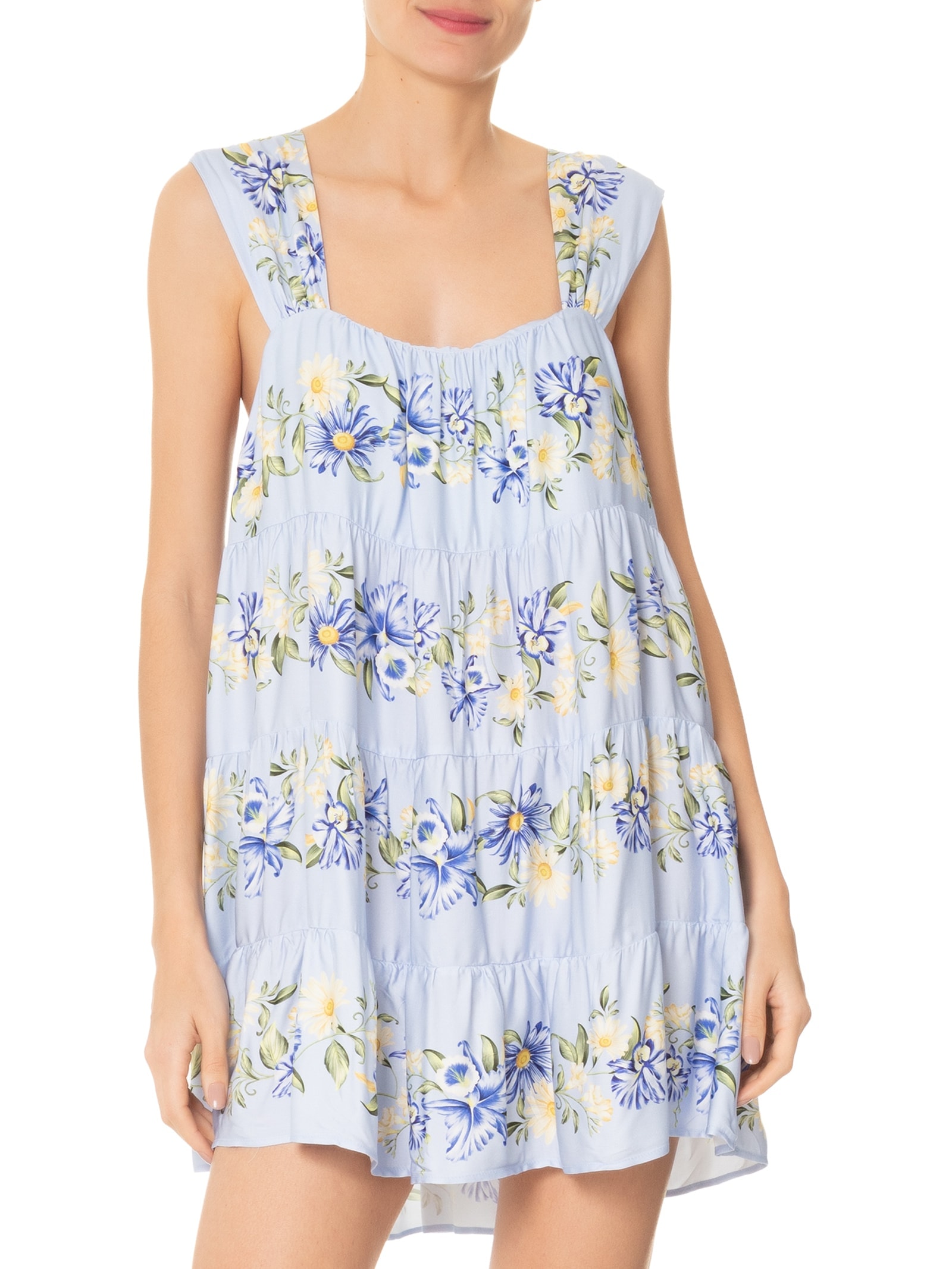 Vestido Curto Orquidário Azul Farm