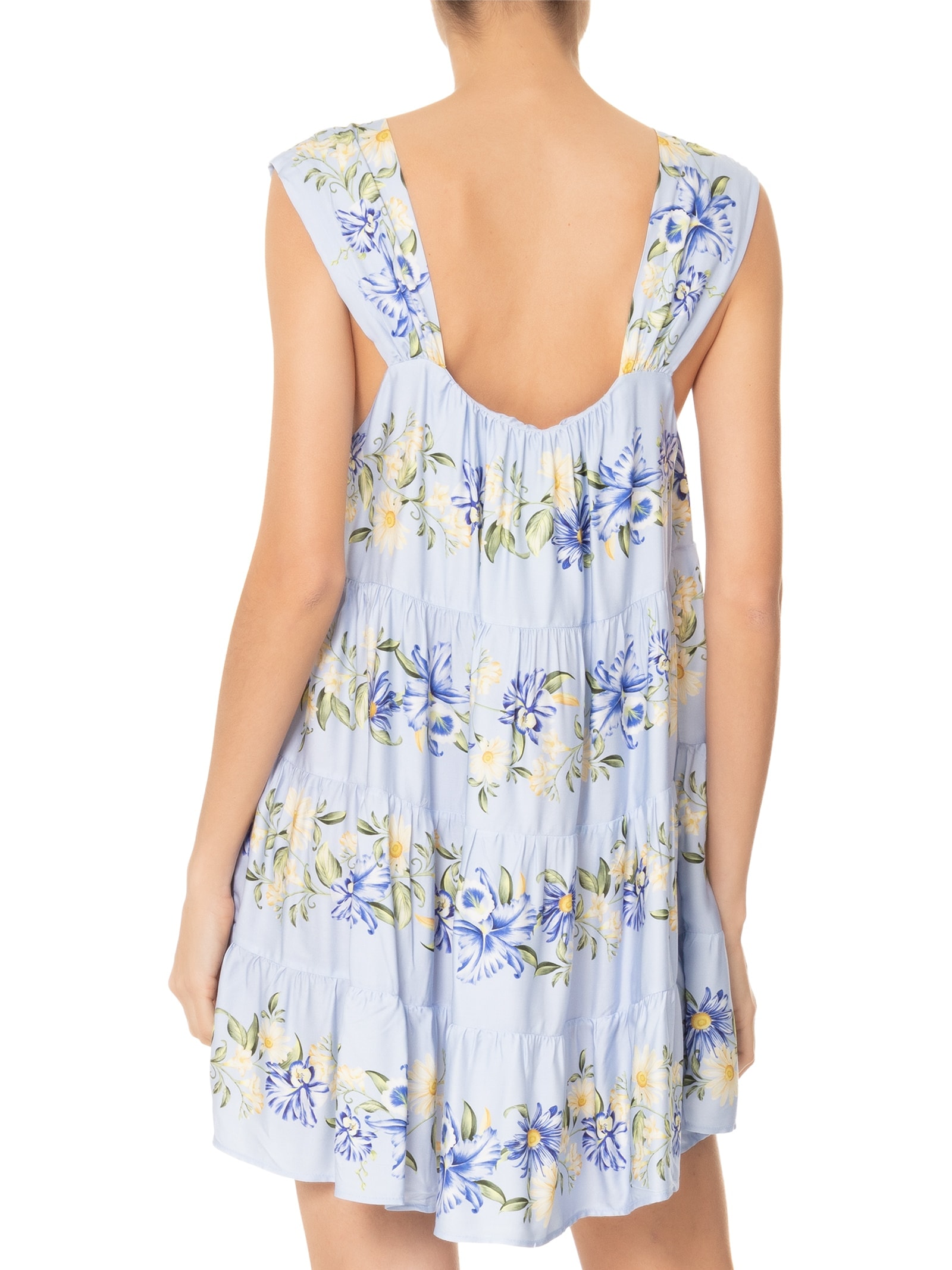 Vestido Curto Orquidário Azul Farm