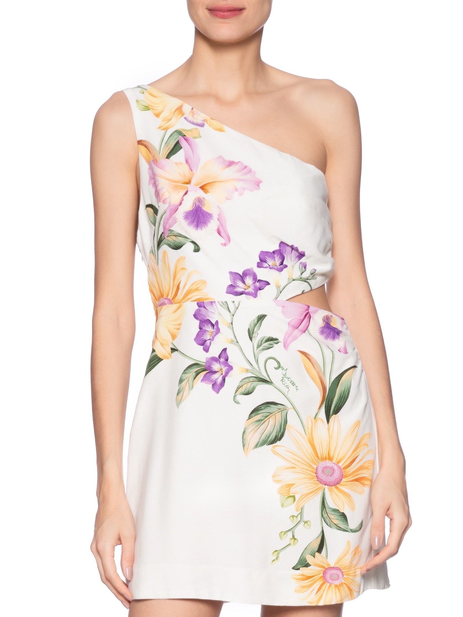 Vestido Curto Orquidário Off White Farm