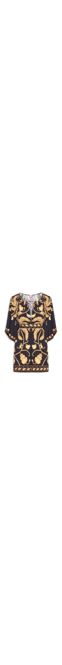 Vestido Curto Ourinho Tropical - Preto