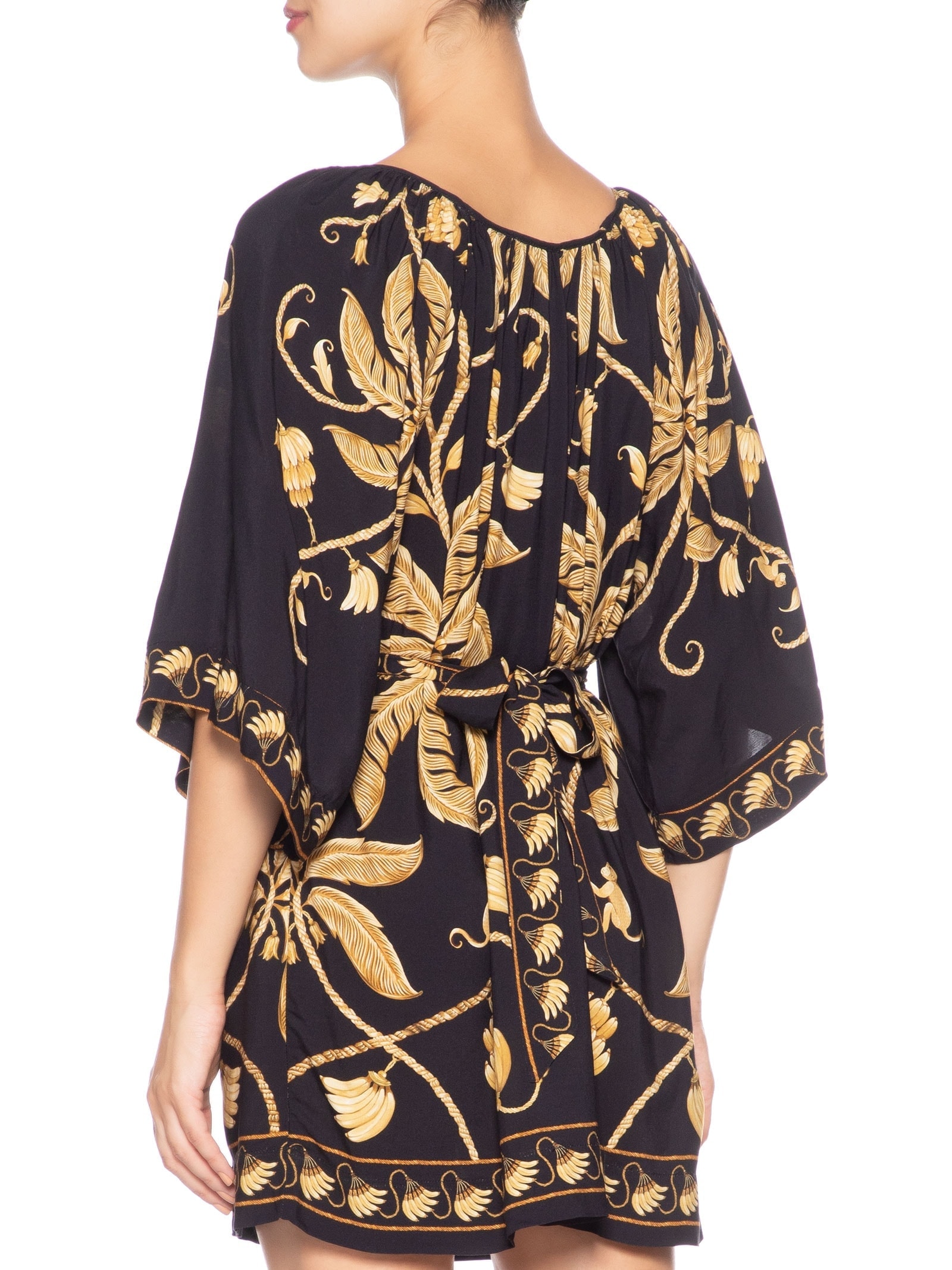 Vestido Curto Ourinho Tropical Preto Farm