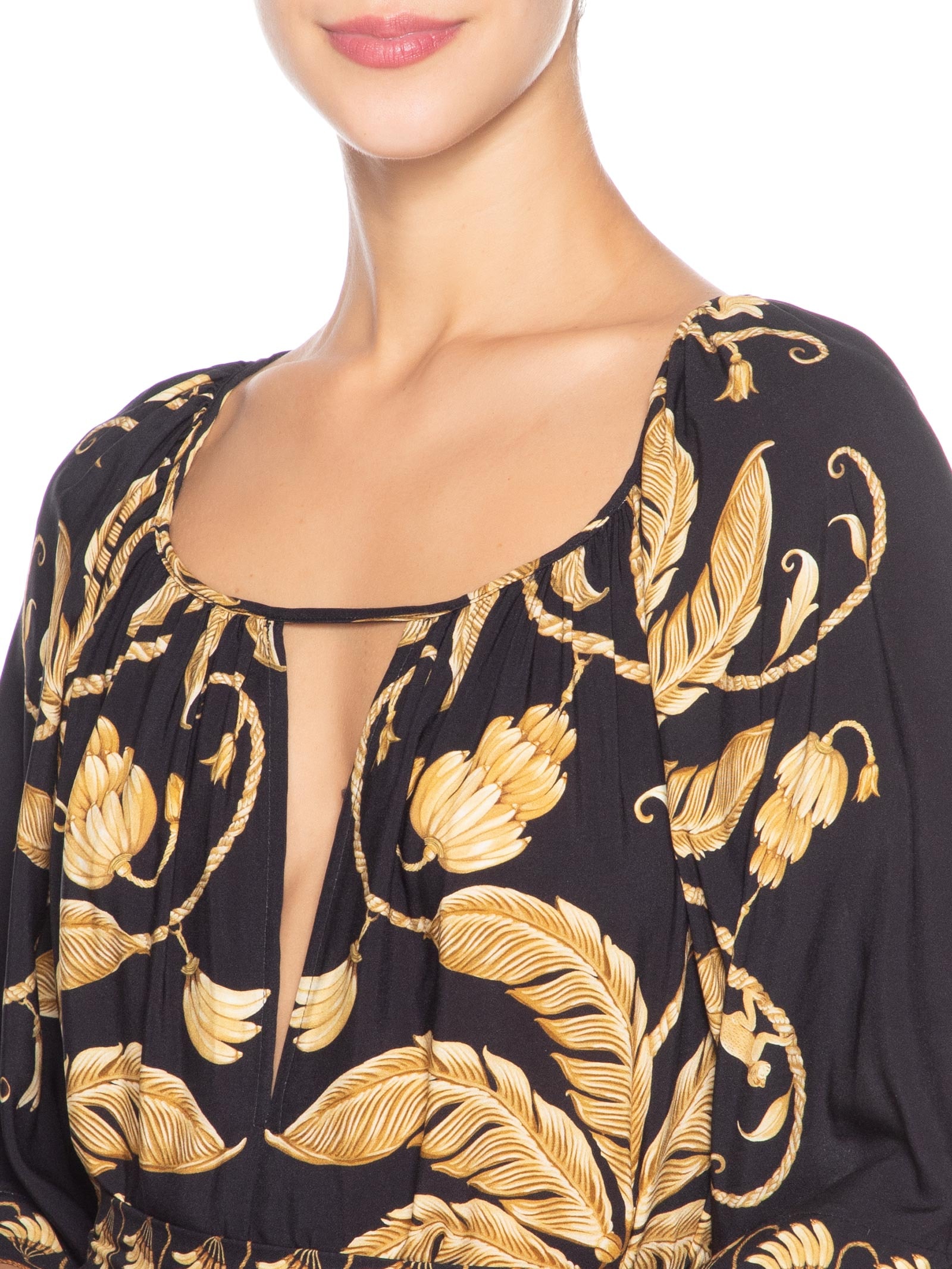 Vestido Curto Ourinho Tropical Preto Farm